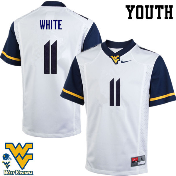 NCAA Youth Kevin White West Virginia Mountaineers White #11 Nike Stitched Football College Authentic Jersey CU23B75AS